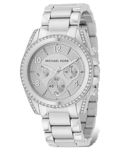 michael kors stainless steel chronograph watch with clear stones 39mm|Michael Kors waterproof watch.